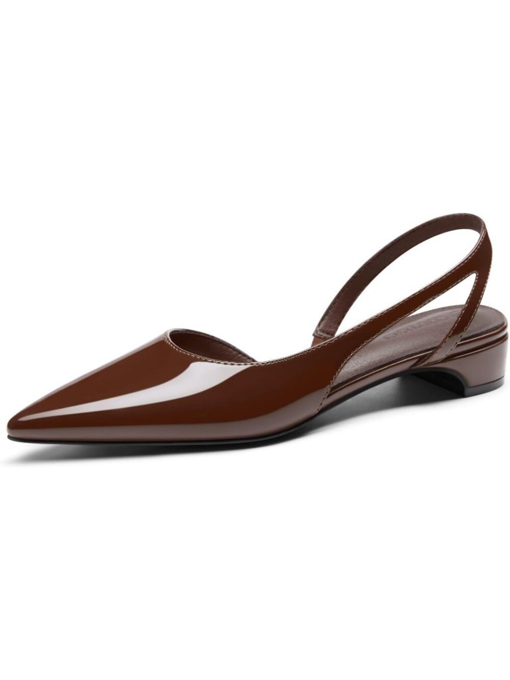 Women's Dark Brown Closed Pointed Toe Chunky Low Heels Pumps D'Orsay Work Shoes